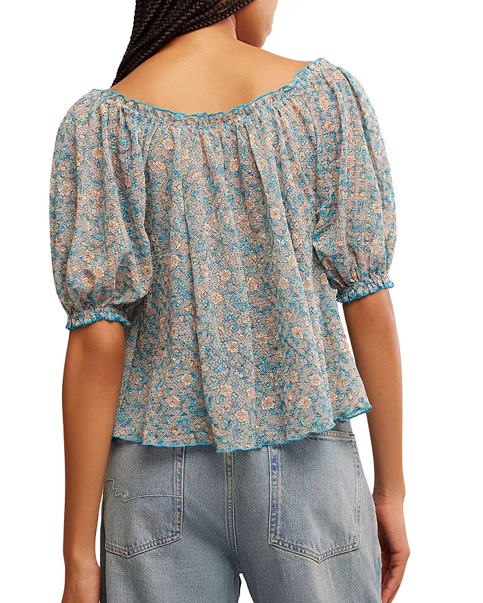 Free People Astra Peasant Top - Mist Combo