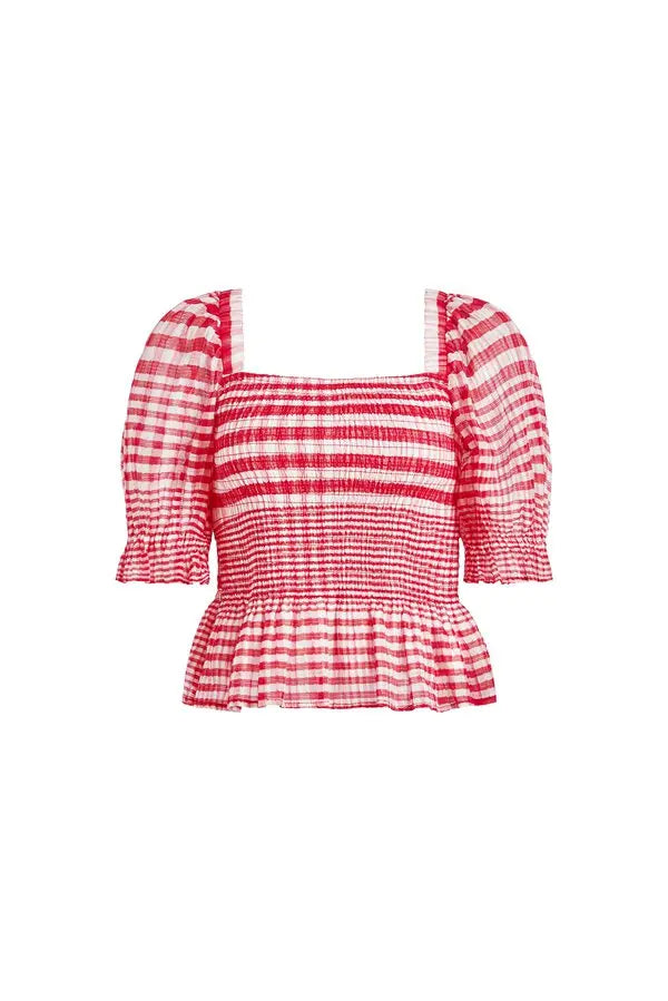 The Marie Oliver Oaklee Top - Cherry Check