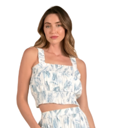 Elan Blue Lima Smocked Women's Top