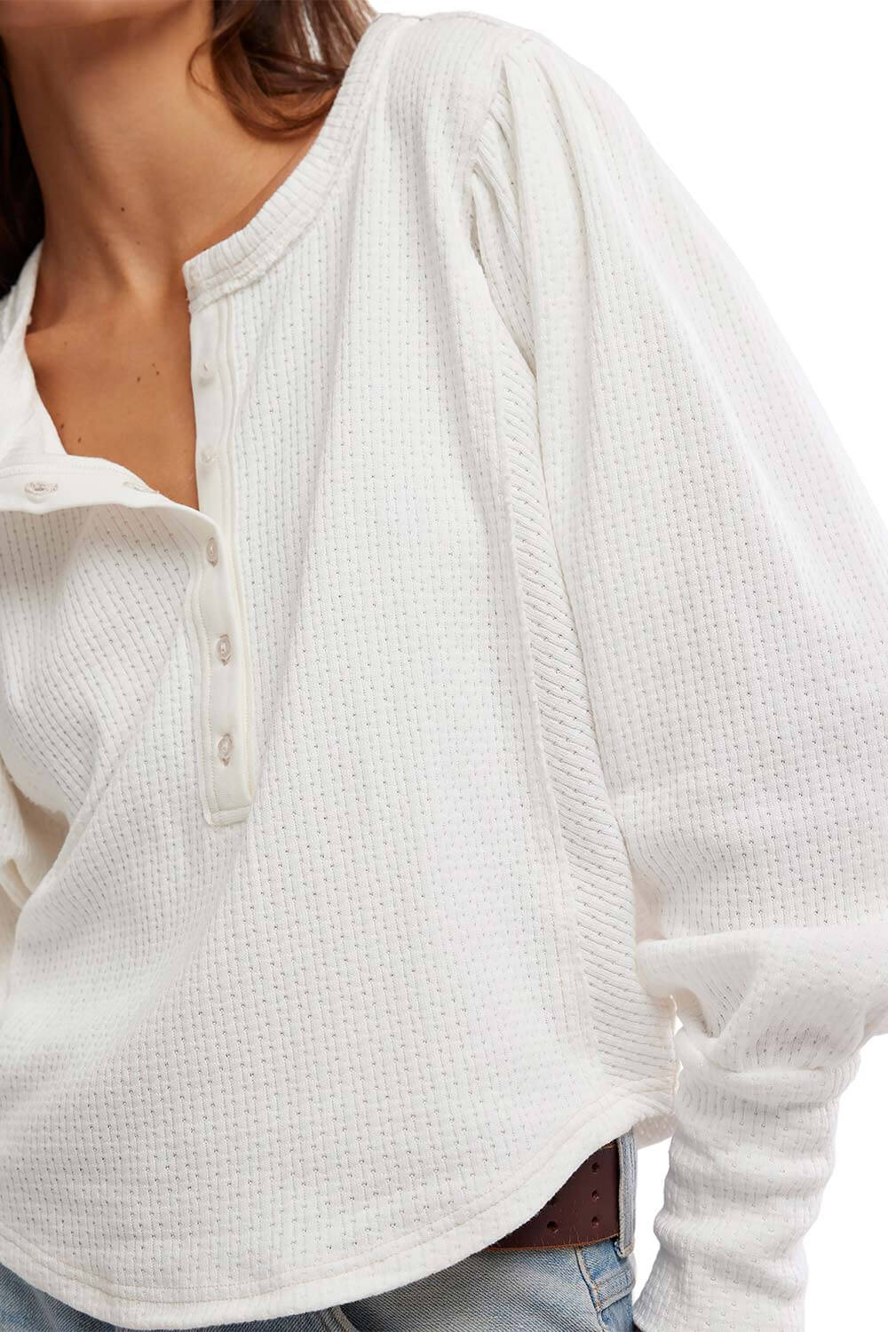 Free People Quinn Knit Thermal in Clean Ivory