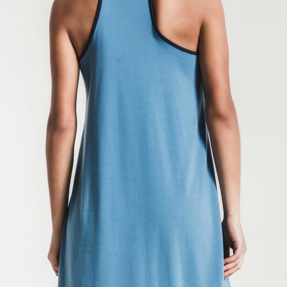 Z Supply Mei High Neck Dress Parisian - Blue