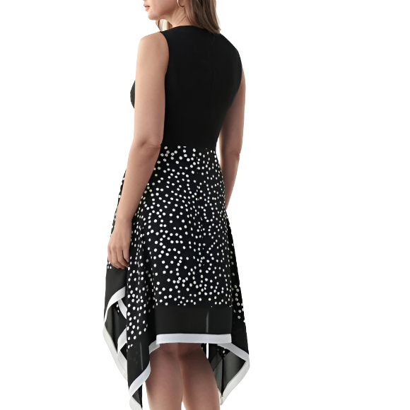 Joseph Ribkoff Black-Vanilla Polka Dot A-line Dress