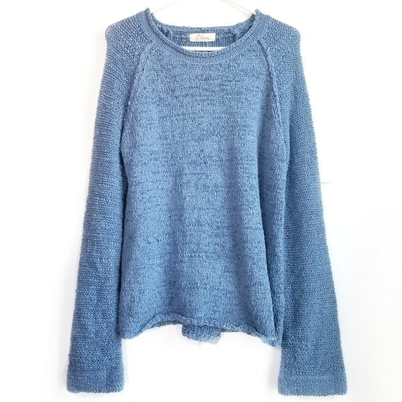 Elan Women's Sweater with Cut Out Back Dusty Blue