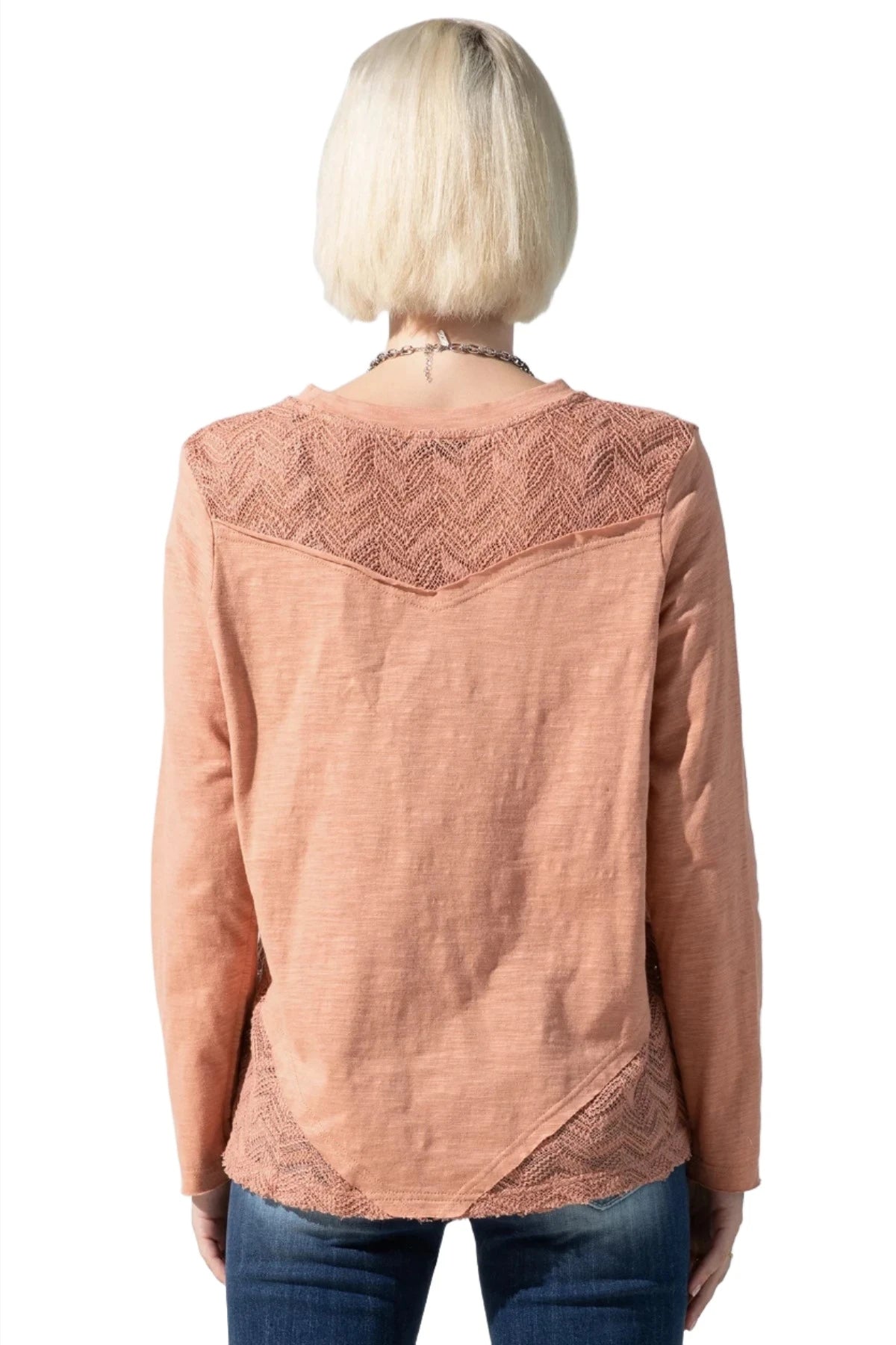 Miss Me Long Sleeve Woven Top - Mauve Pink