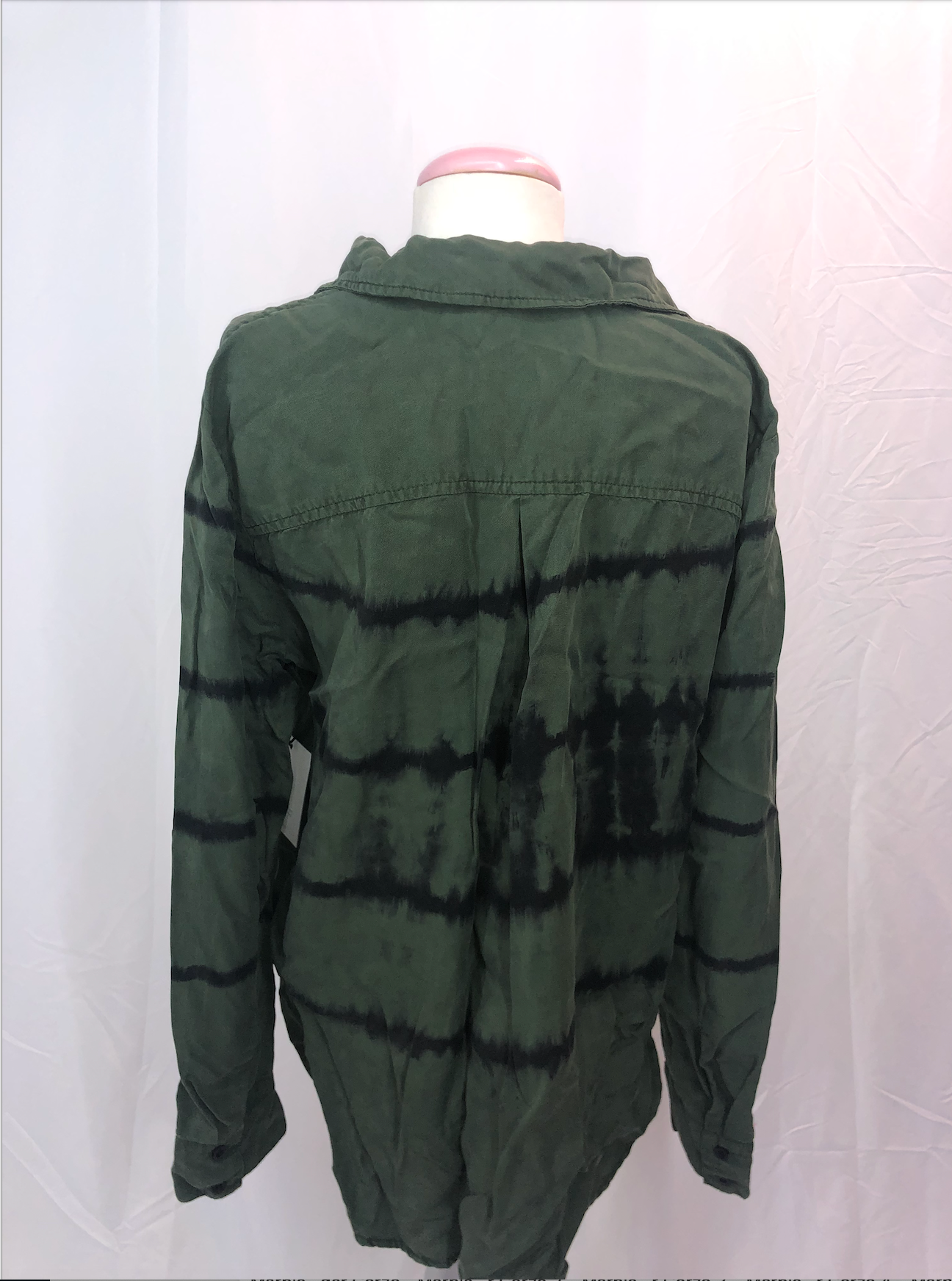 Bella Dahl Green Fray Hem Flowy Button Down Womens Blouse
