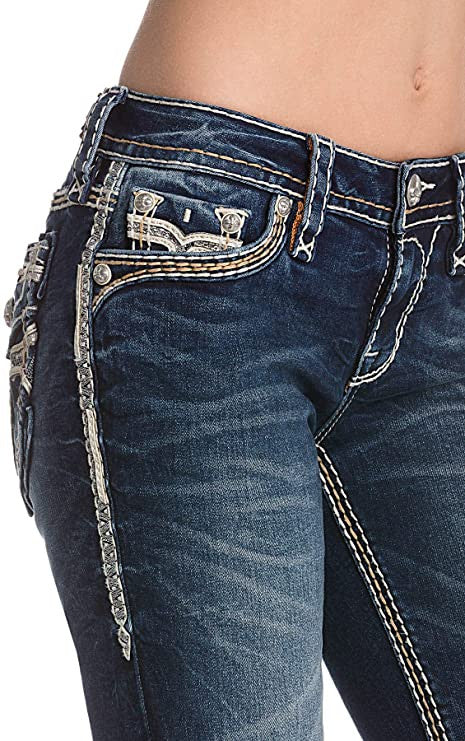 Rock Revival Kiley B204 Bootcut Women's Jeans with Fake Flaps