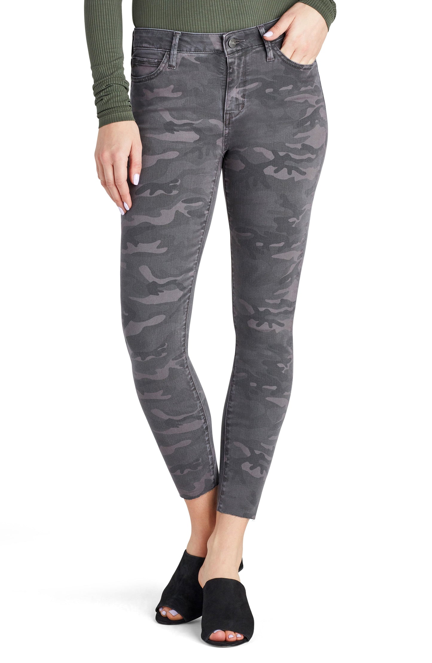 Sam Edelman The Kitten Raw Hem Camo Ankle Skinny Jeans