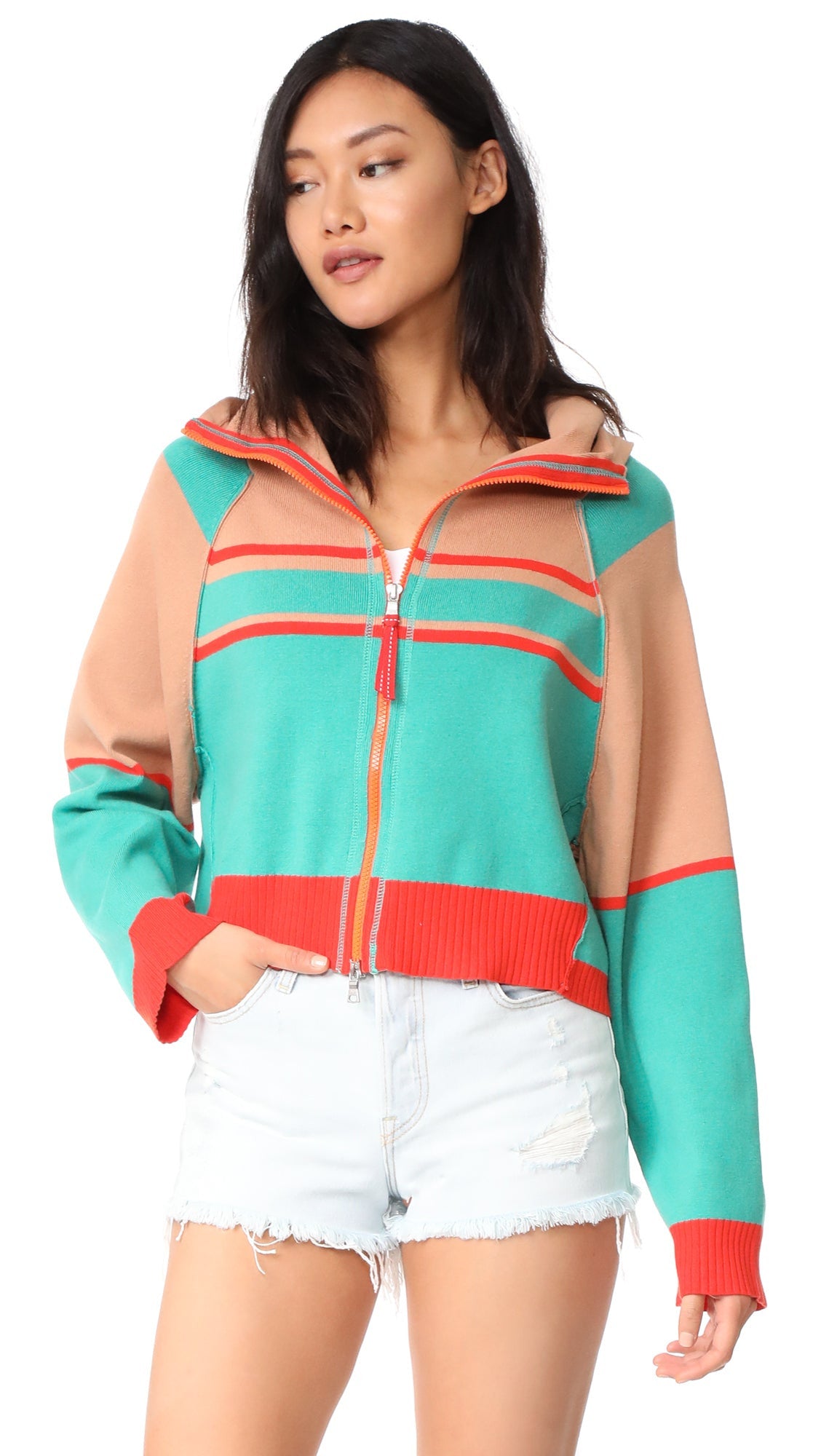 Free People Stripes For Days Zip Up