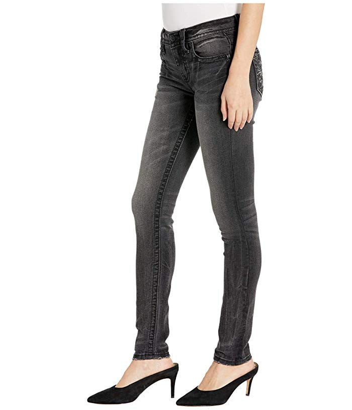Miss Me Wing Fleur De Lis Hailey Skinny Jeans in Grey Women's Jeans