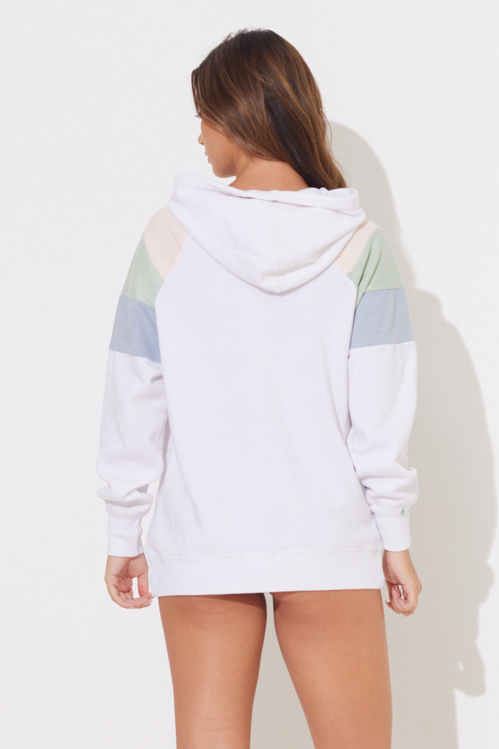 Ocean Drive White w/ Multi Strip Burnout Colorblock Women's Hoodie
