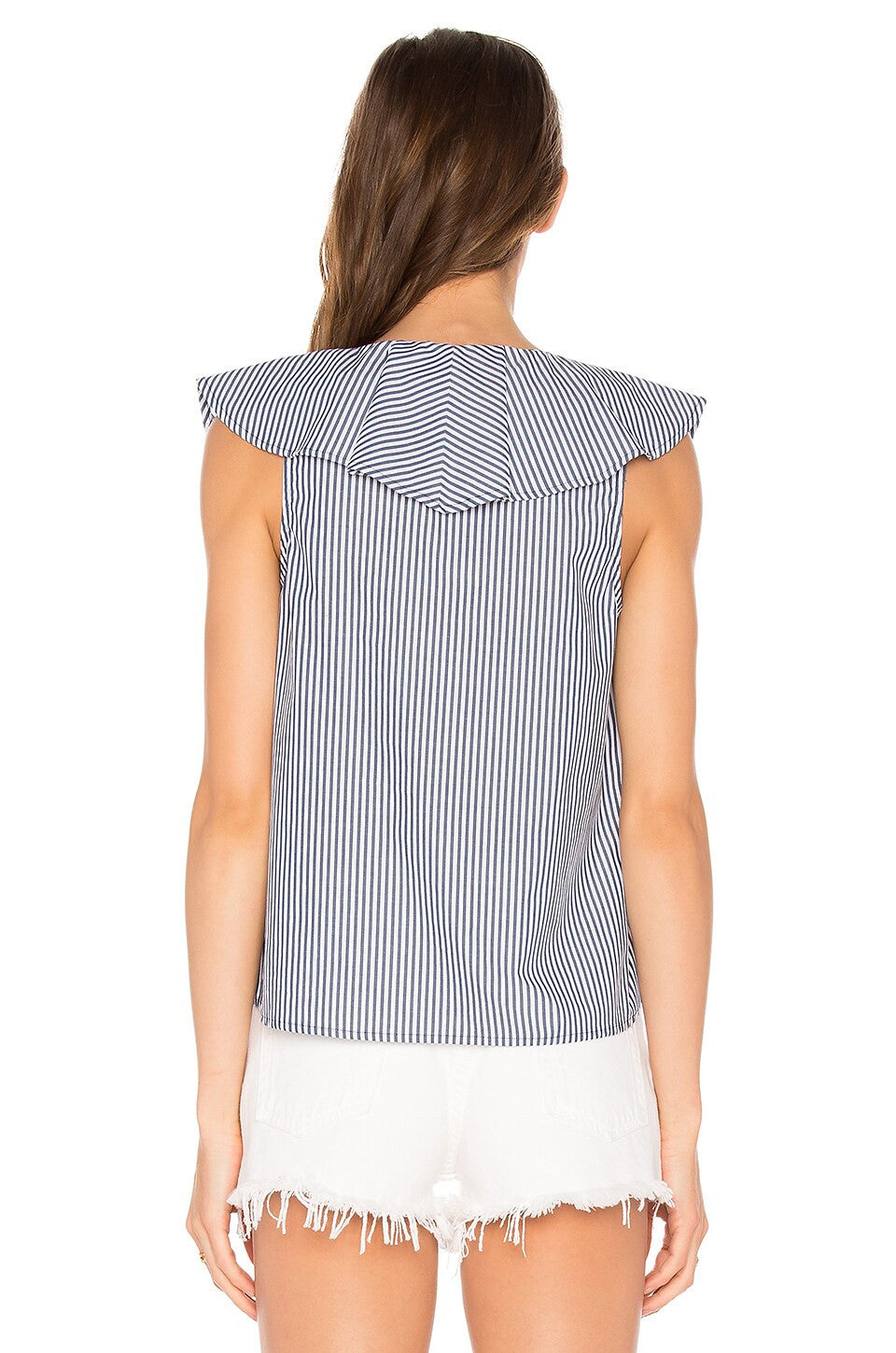 Ella Moss Ruffle Stripe Lace-up Top