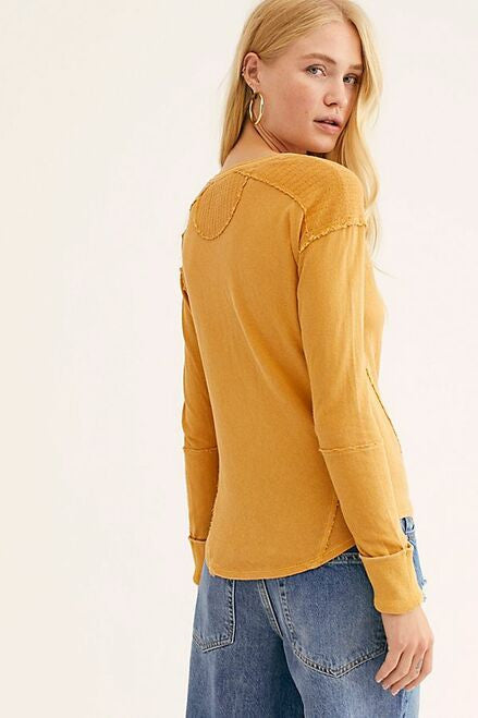 Free People Military Mix Women's Henley in Bronze