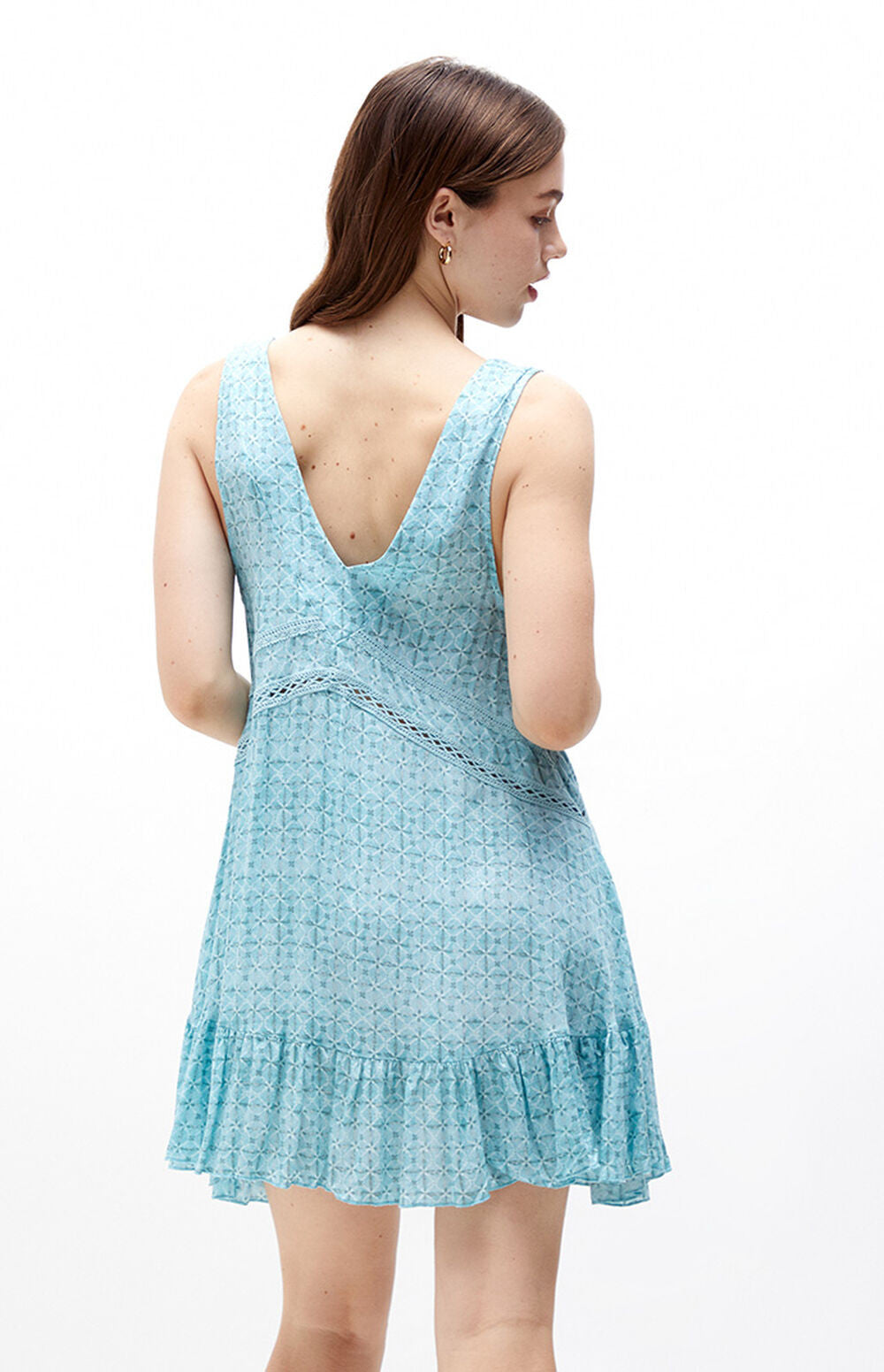 Free People Let It Happen Mini Dress - Soft Blue Combo