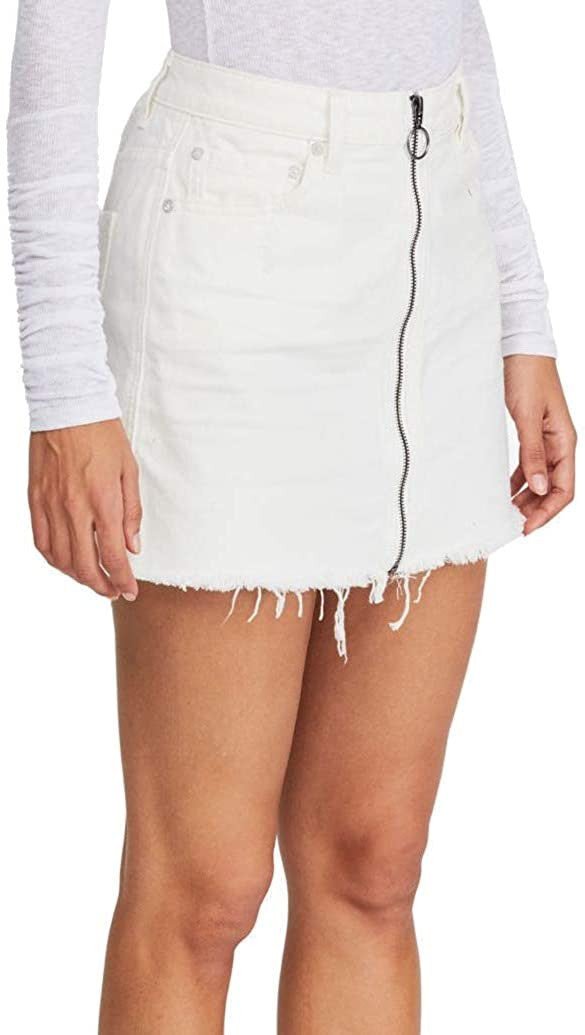Free People White Zip It up Mini Skirt