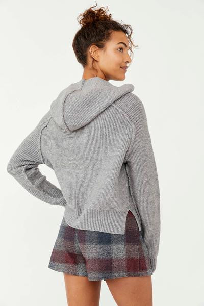 Free People Mesmerize Hoodie Sweater Medium Grey Heather