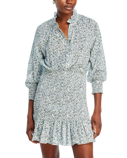 Veronica Beard Corsica Smocked Dress - Ecru Multi