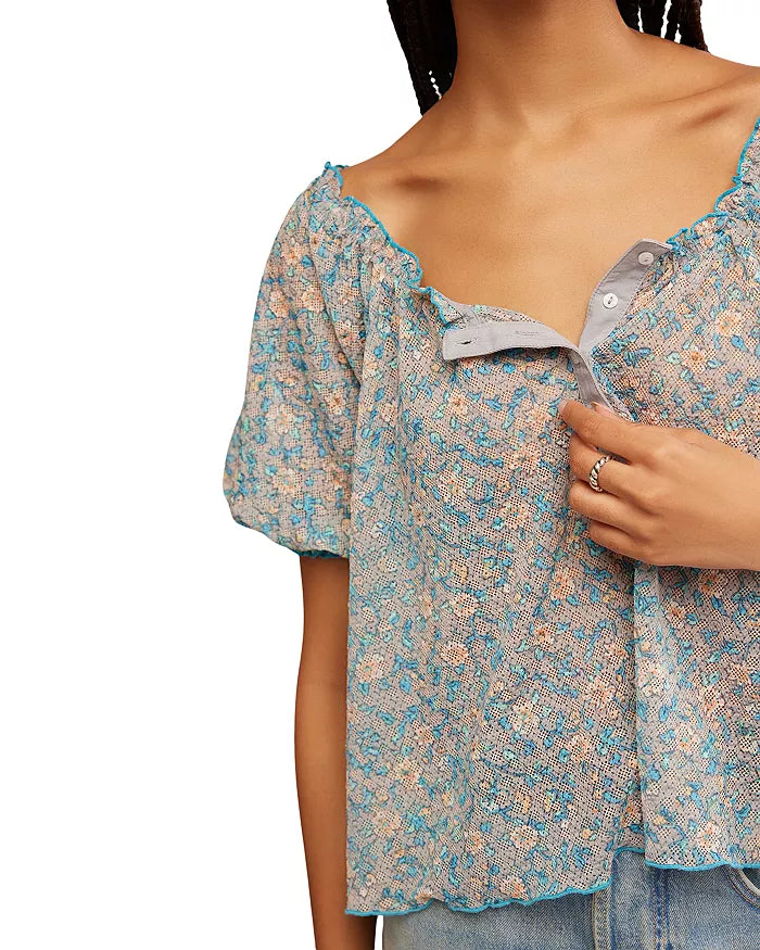 Free People Astra Peasant Top - Mist Combo