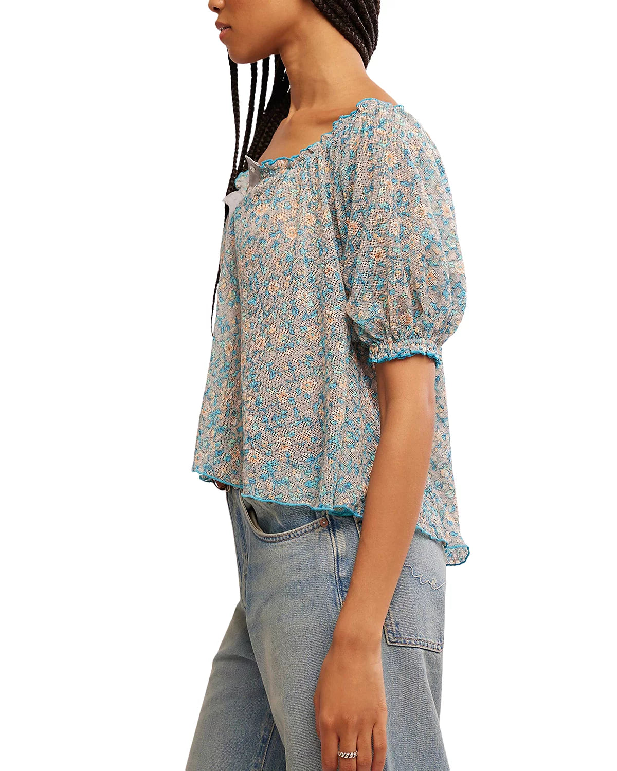 Free People Astra Peasant Top - Mist Combo