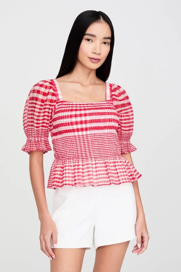 The Marie Oliver Oaklee Top - Cherry Check