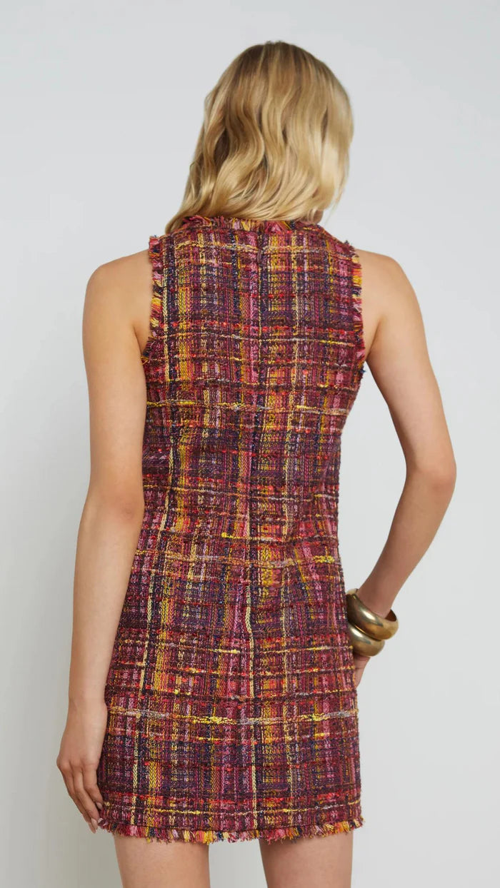 L'Agence Florian Tweed Dress - Red/Pink