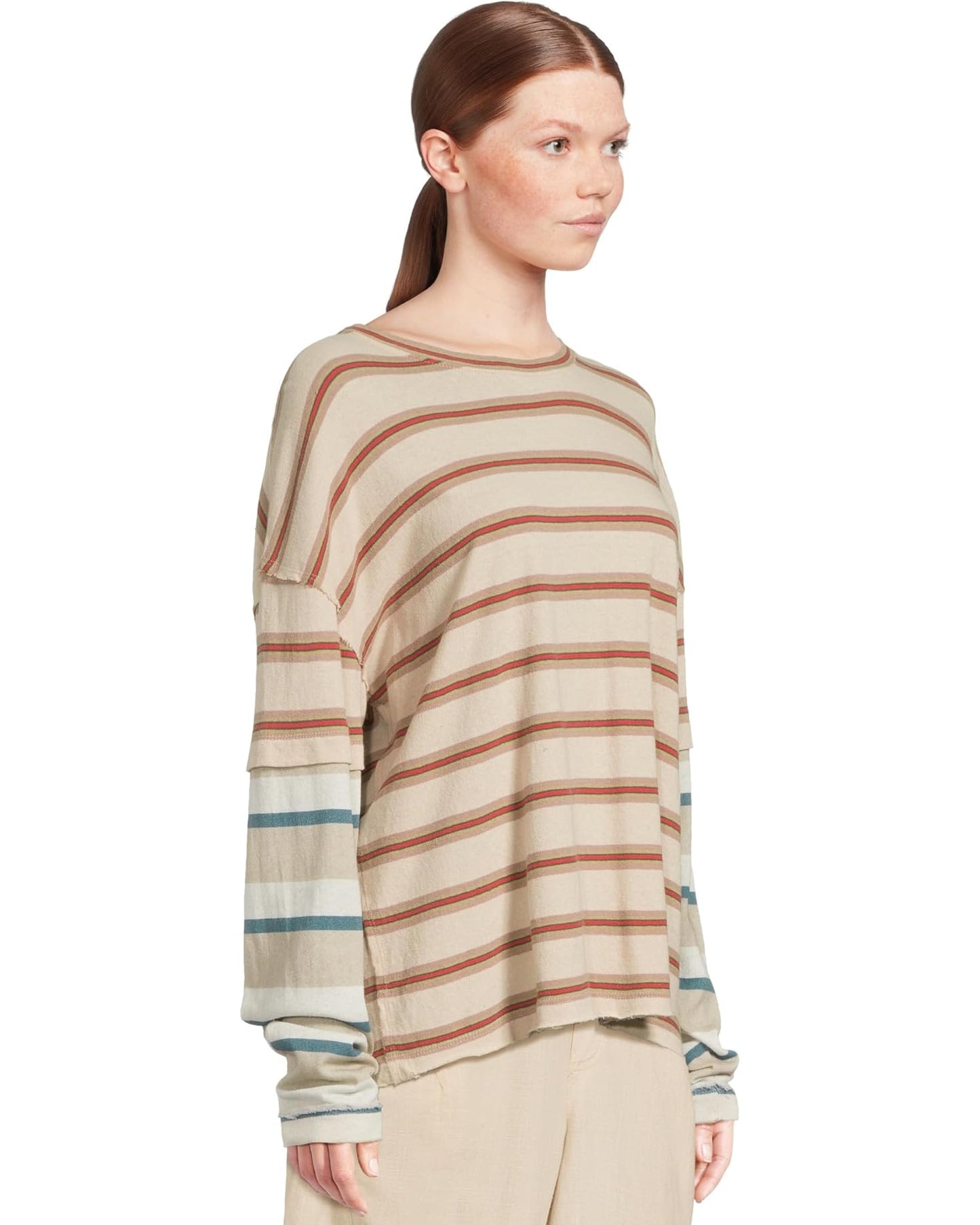 Free People Nina Stripe Long Sleeve - Neutral Combo