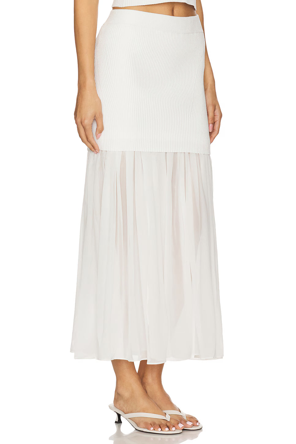 Hayden Knit Chiffon Maxi Skirt - White