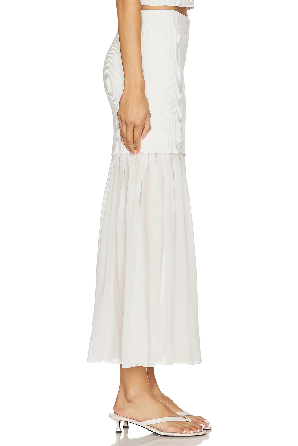 Hayden Knit Chiffon Maxi Skirt - White
