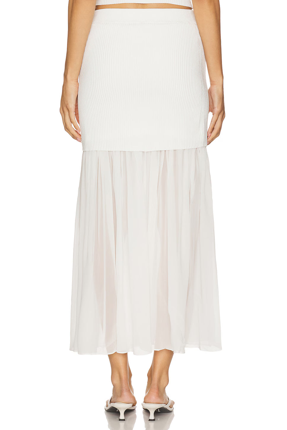 Hayden Knit Chiffon Maxi Skirt - White