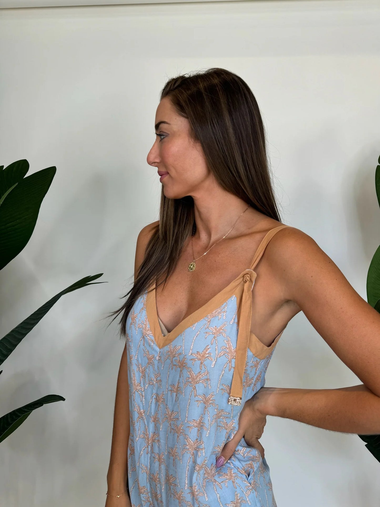 Khush Topazio Romper - Palm Sky Blue