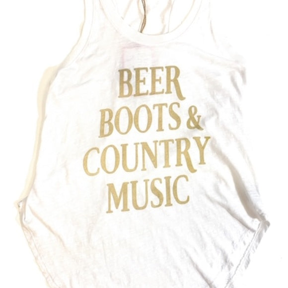 Brokedown Beer Boots & Country Tank White