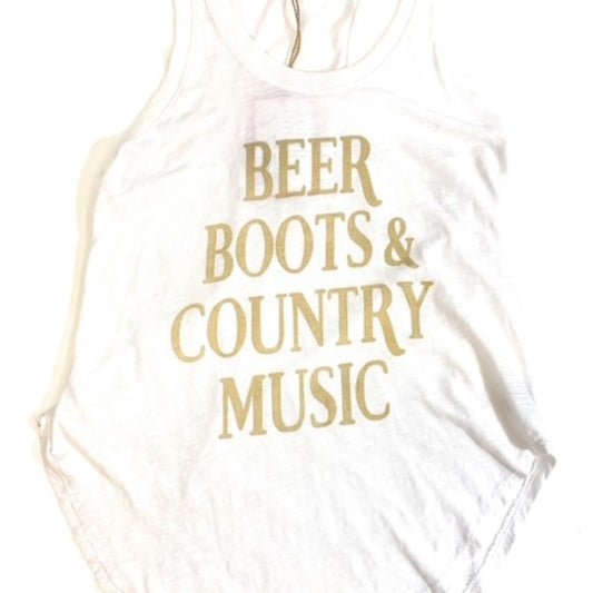 Brokedown Beer Boots & Country Tank White