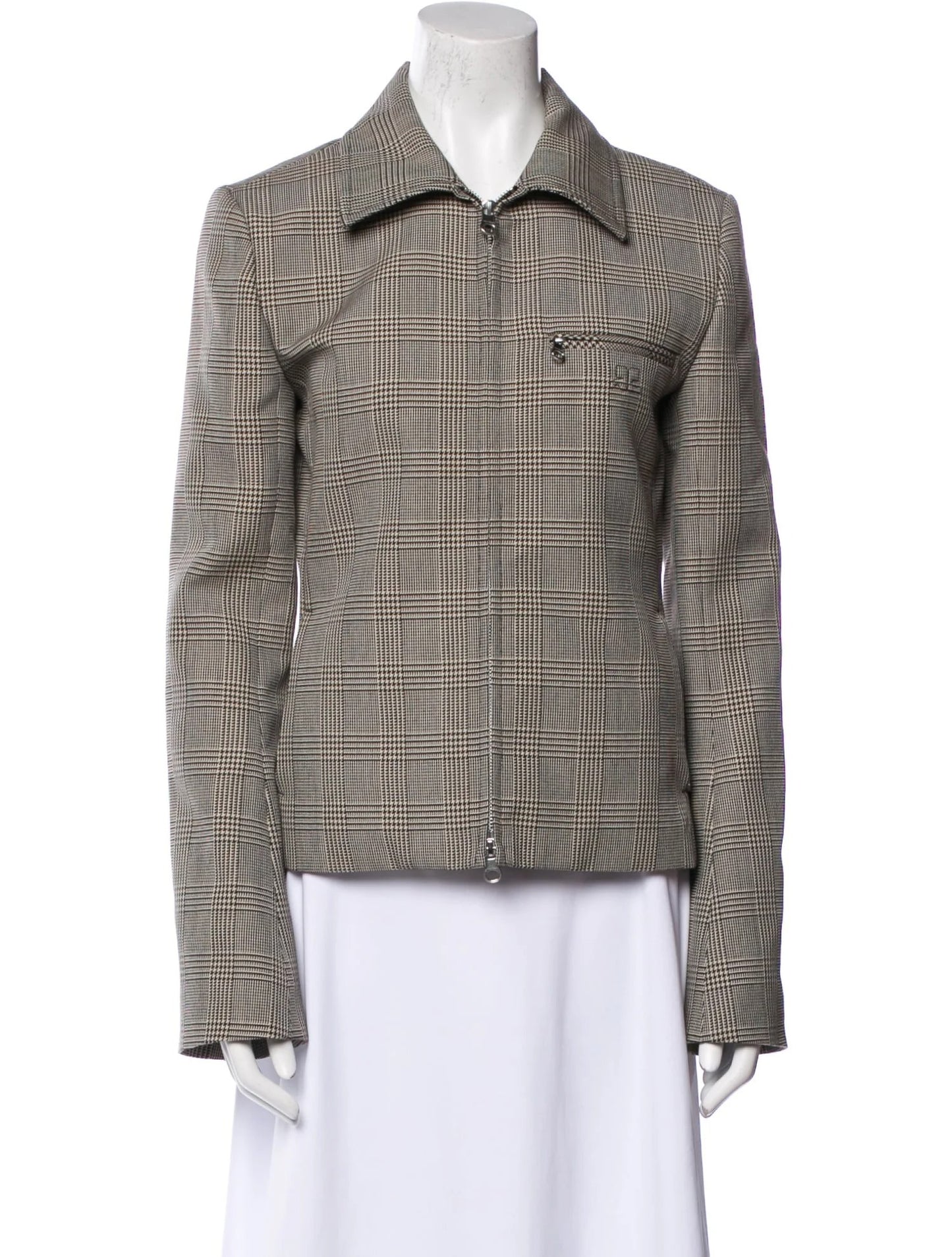 Courrèges Wool Plaid Print Blazer