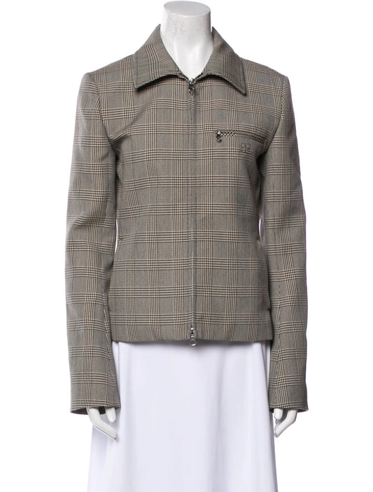 Courrèges Wool Plaid Print Blazer