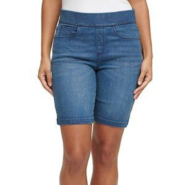 DKNY Jeans Ladies' Pull On Comfort Stretch Denim Bermuda Shorts - Med Wash
