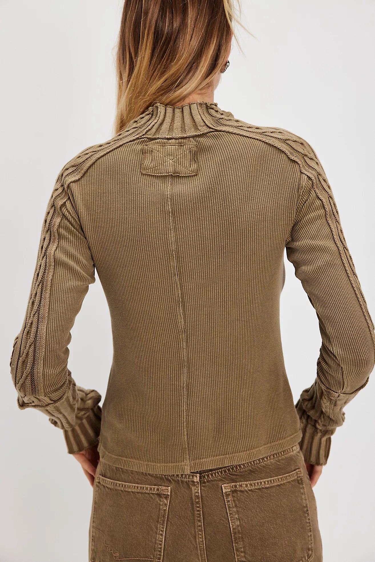 Free People Breezy Swit Top - Fossil Dune