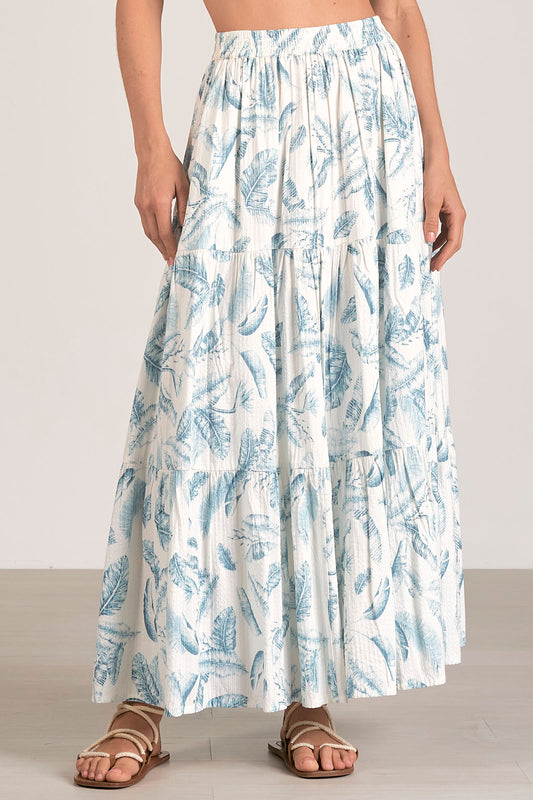 Ejan Blue Lima Tiered Womens Maxi Skirt