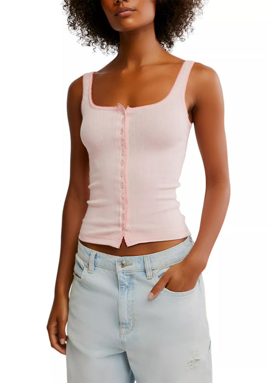 Free People End Game Pointelle Knit Tank Top