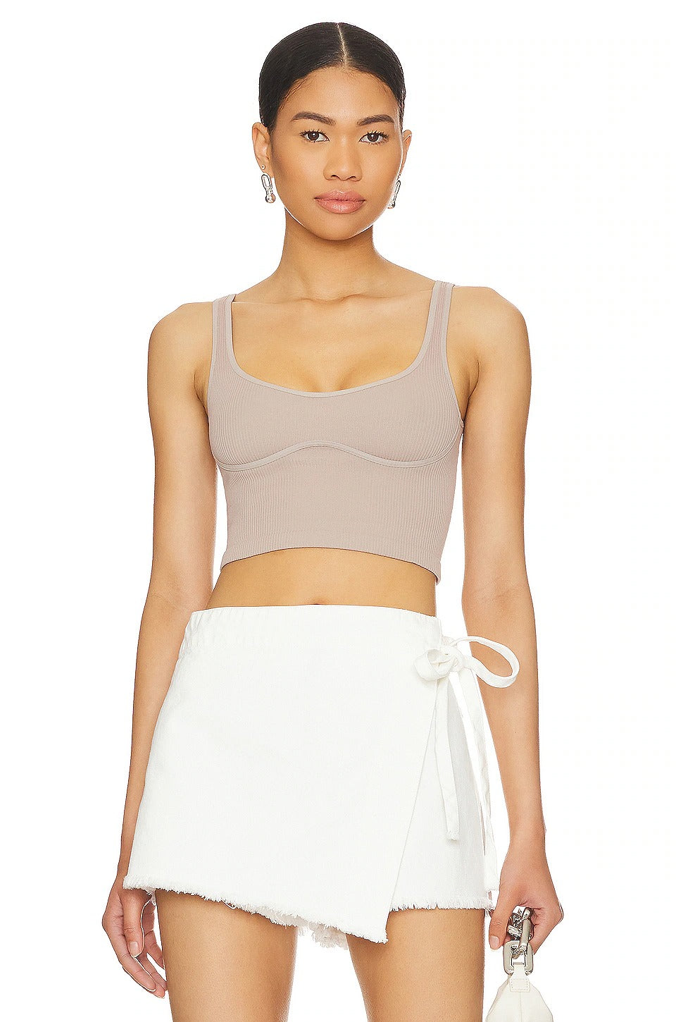 Free People Meg Seamless Crop Top in Heather Grey