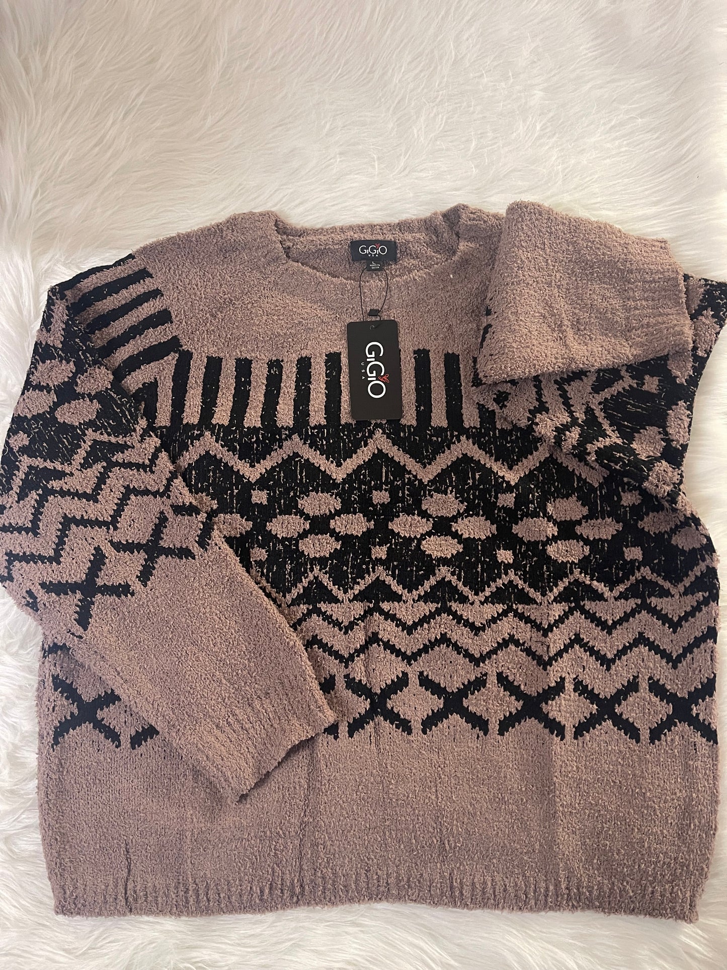 Gigio Women's Round Neckline Fair Isle Sweater