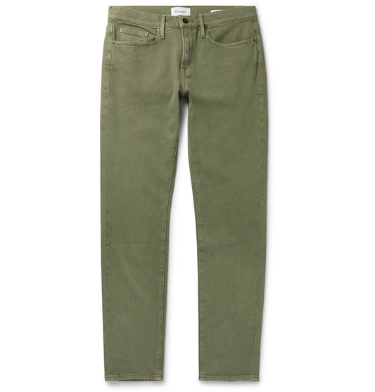 Frame L'Homme Slim-Fit Stretch-Denim Jeans - Garage Military Green