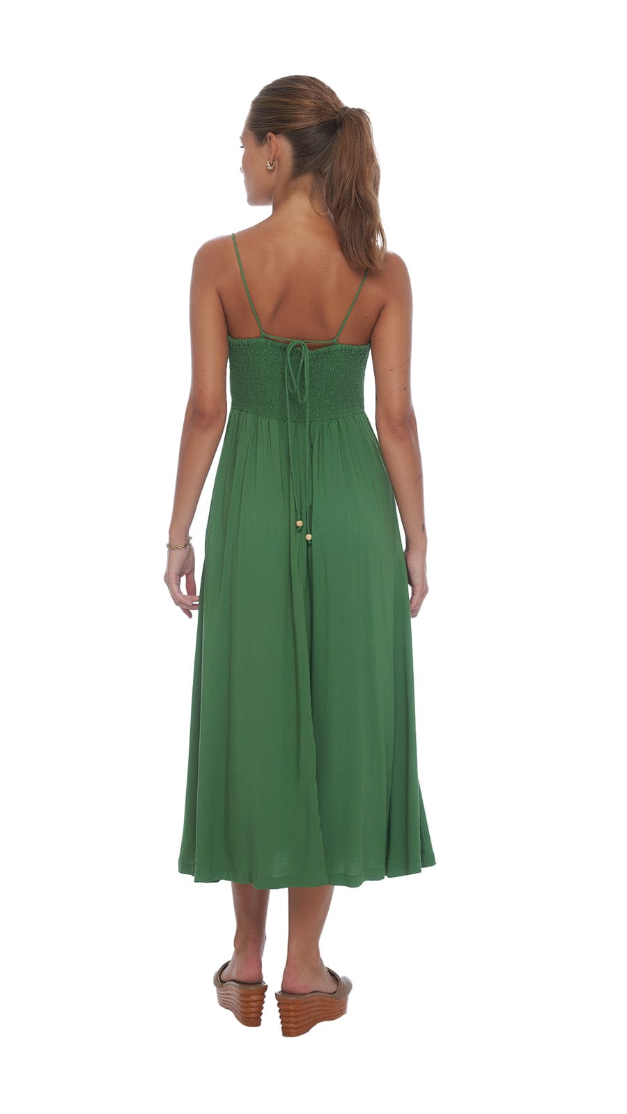 Khush Hayanna Womens Midi Dress - Solid Hunter Green