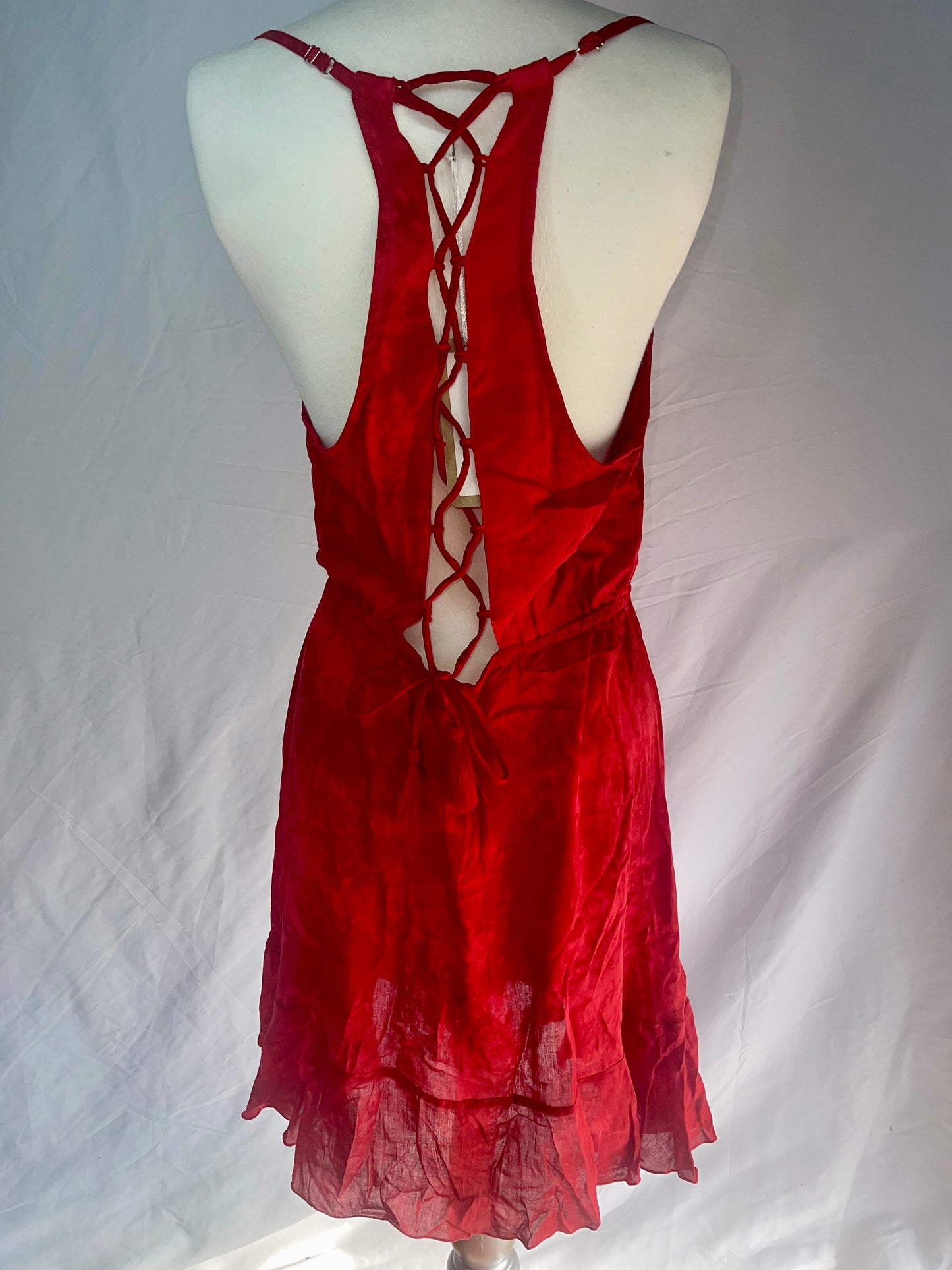 Khush Moani Cocktail Dress in Tye Dye Murky Red