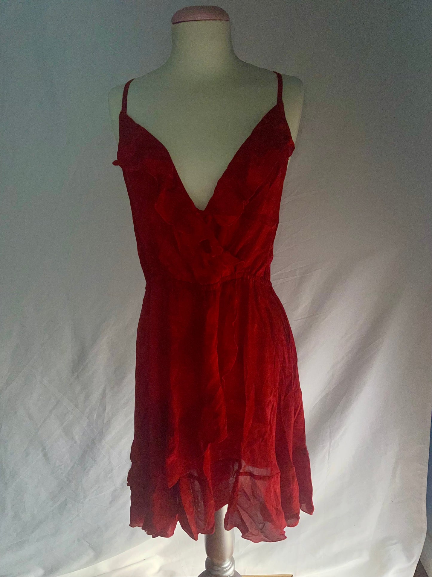 Khush Moani Cocktail Dress in Tye Dye Murky Red