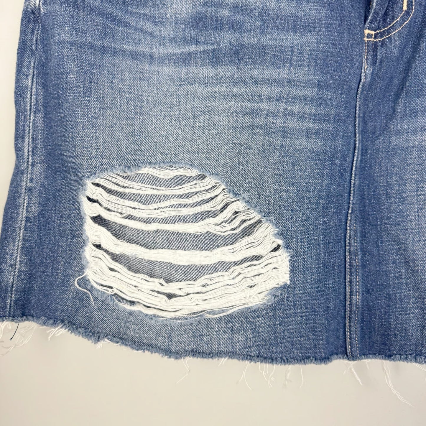 L' Agence Jolene Distressed Denim Jean Mini Skirt in Newberry