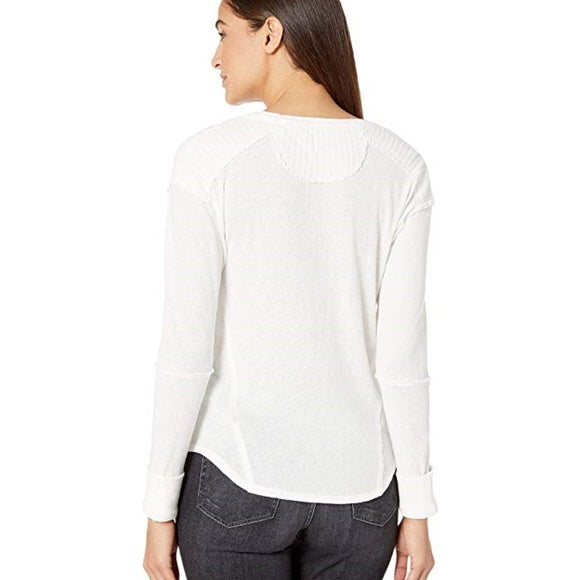 Free People  Military Mix Henley Shirt - Ivory