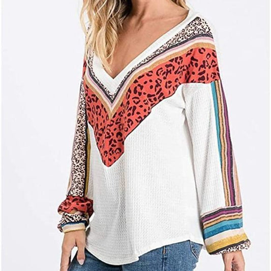 Lovely Melody Brushed Waffle V-Neck Tunic Top