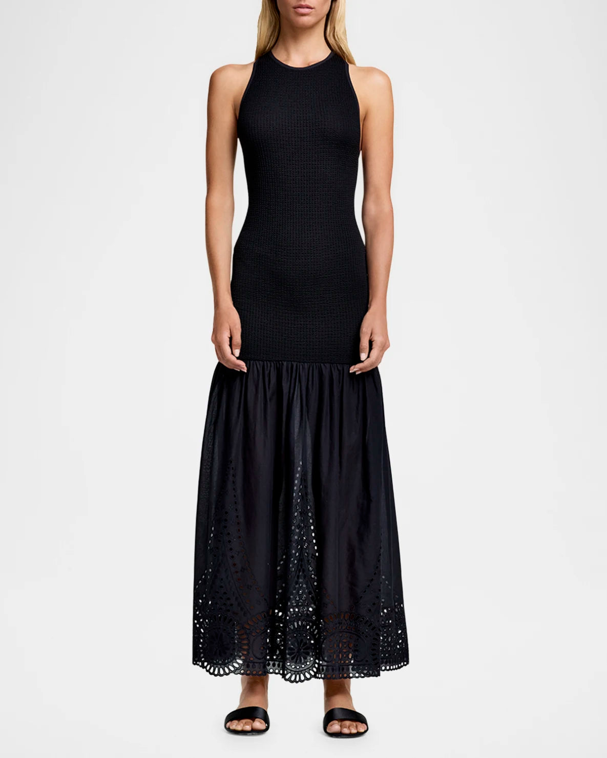 Smythe Racerback Tiered Dress - Black