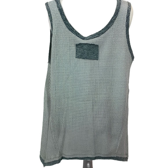 Miss Me Scoop Neck Waffle Knit Tank - Gray Green