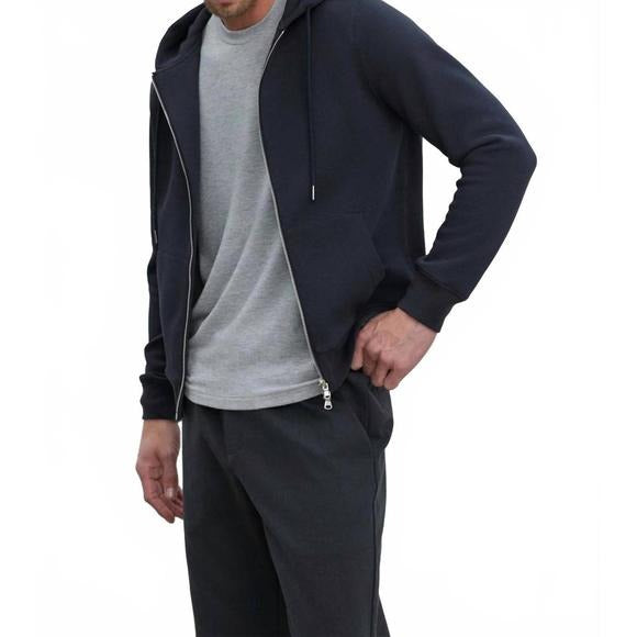 New Velvet by Graham & Spencer Laird Long Sleeve Zip Hoodie in Navy
