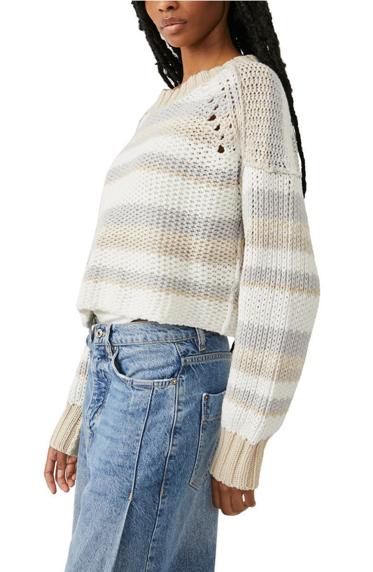 Free People Devon Stripe Crop Sweater